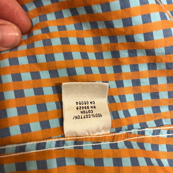 BUGATCHI shape fit, tailored men’s blue checkered dress shirt, large - Picture 11 of 13